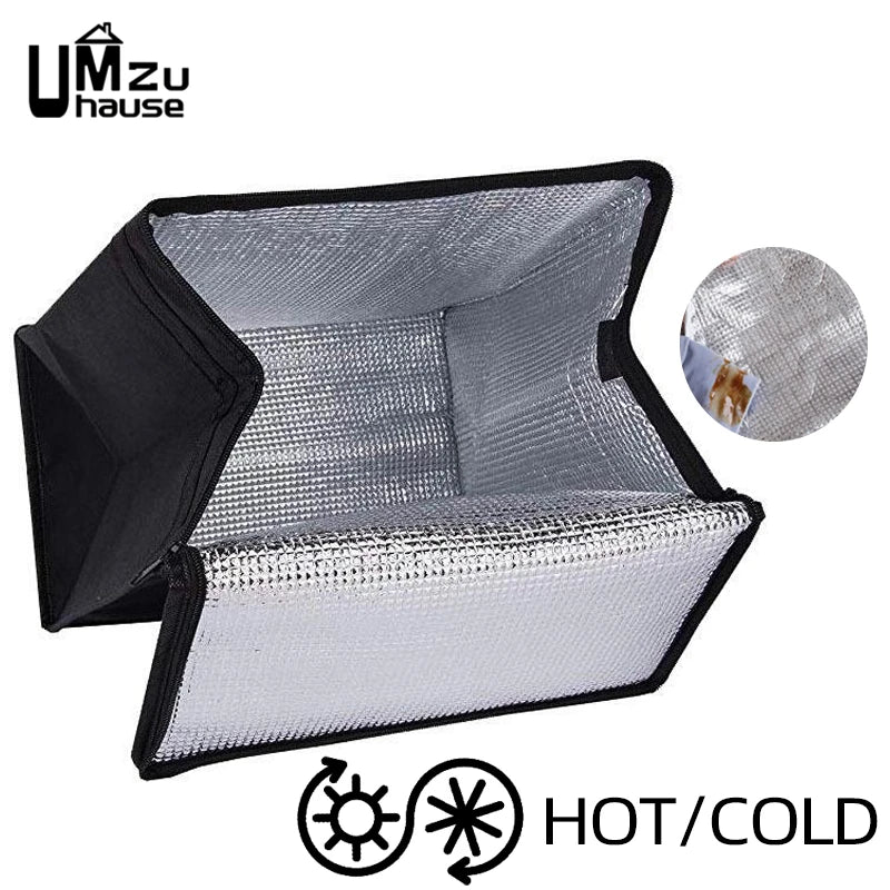 43L Insulated Tote Bag Grocery Fruit Food Meal Big Storage Cooler Delivery Zipper Thermal Case Outdoor Shopping Market Organizer
