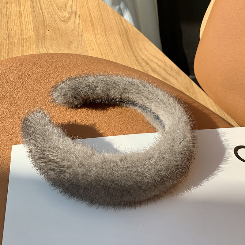 Hair Band Plush Mink Hair Band Candy Color