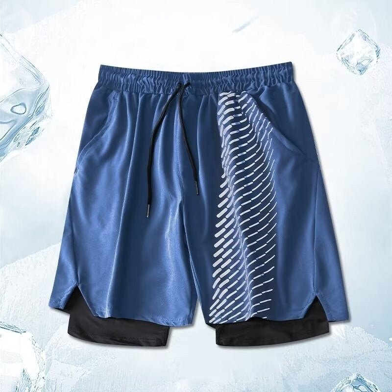 Lightweight Fake Two-piece Ice Silk Quick-drying Sports Shorts