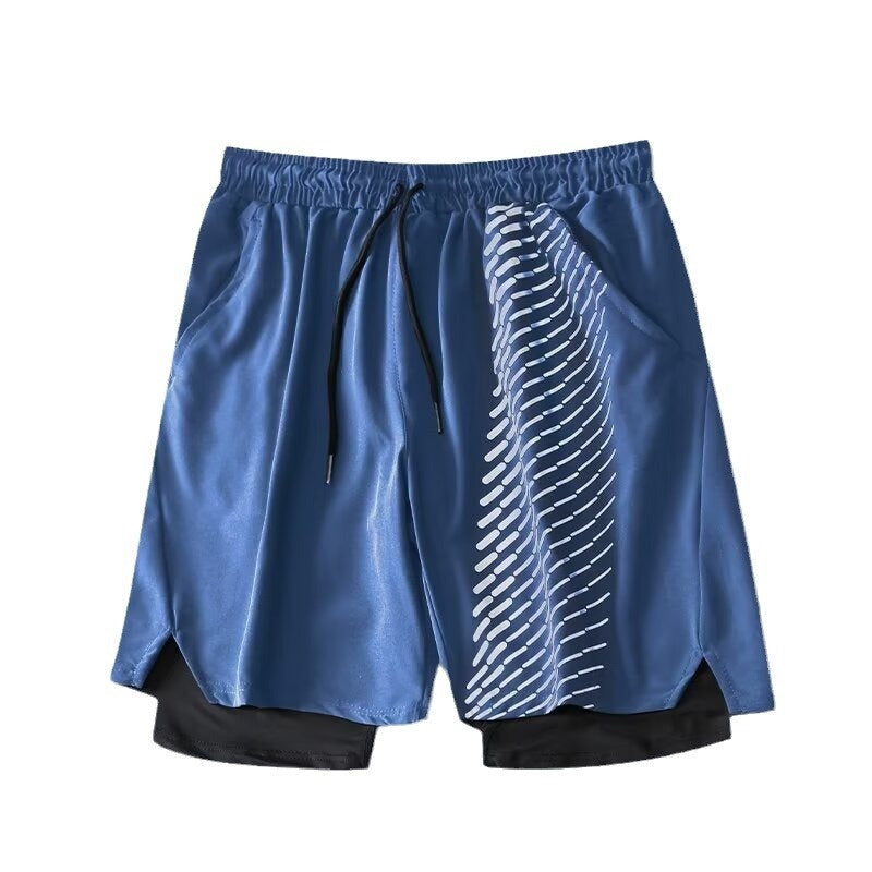 Lightweight Fake Two-piece Ice Silk Quick-drying Sports Shorts