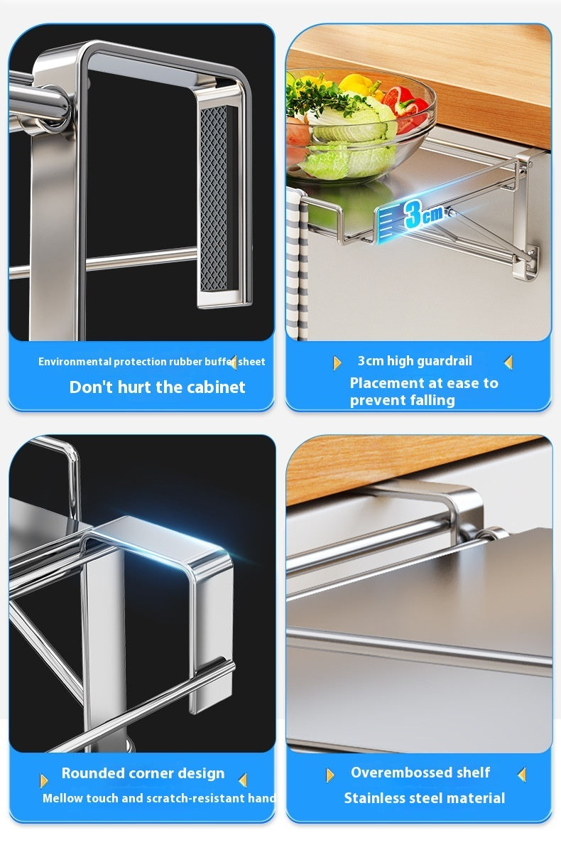 Stainless Steel Foldable Kitchen Countertop Commodity Shelf