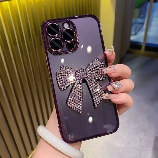 Electroplating Comes With Lens Protector Diamond Bow Phone Case