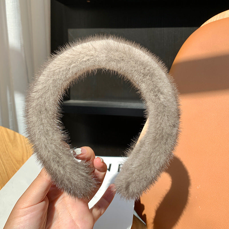 Hair Band Plush Mink Hair Band Candy Color