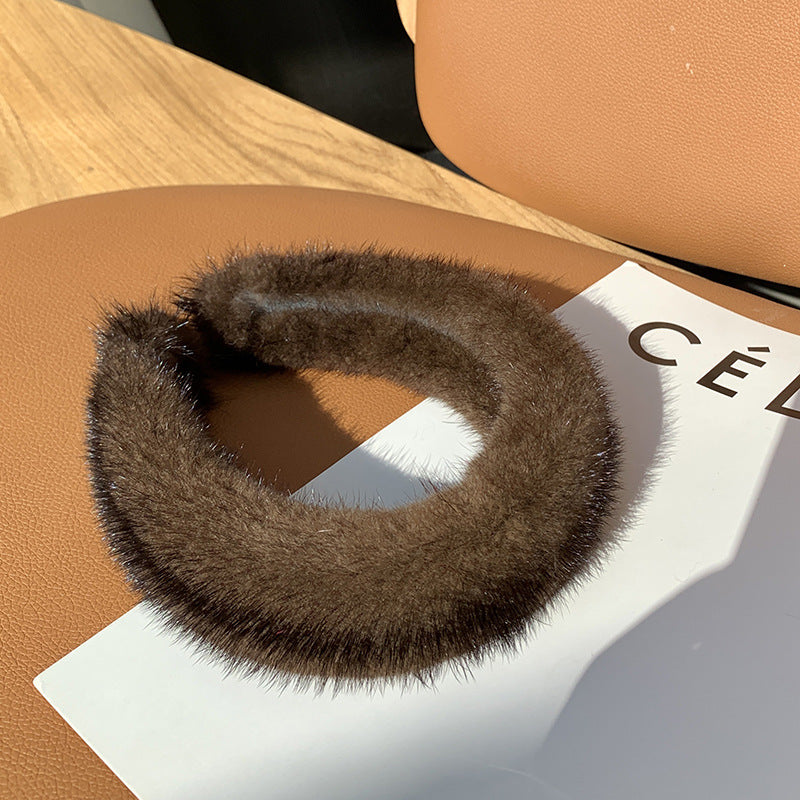 Hair Band Plush Mink Hair Band Candy Color