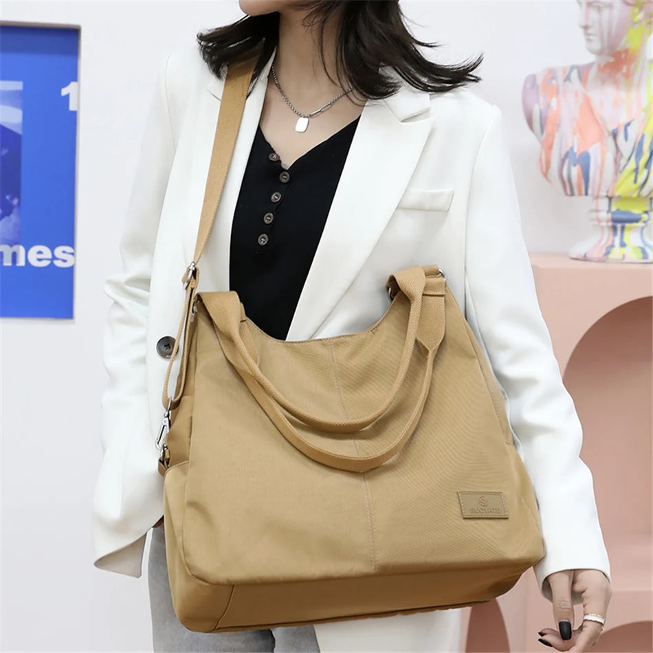 2024 Summer Style Causual Nylon Tote Fashion Messenger Shoulder Bag Nylon Handbag Large Capacity Big Women's Tote Shopping Bag