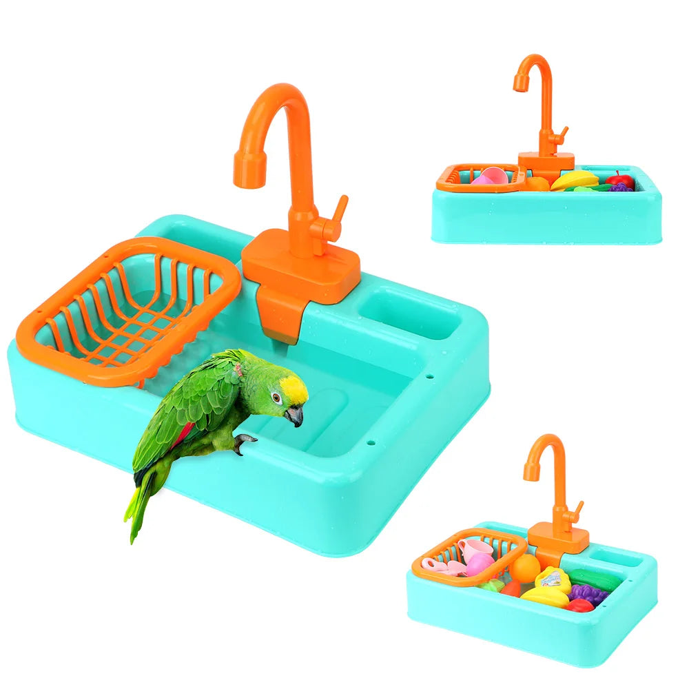 Bird Feeder Faucet Parrot Bath Shower Automatic Parrot Bathtub Swimming Pool Water Dispenser Parrot Paddling Pool Bird Cage