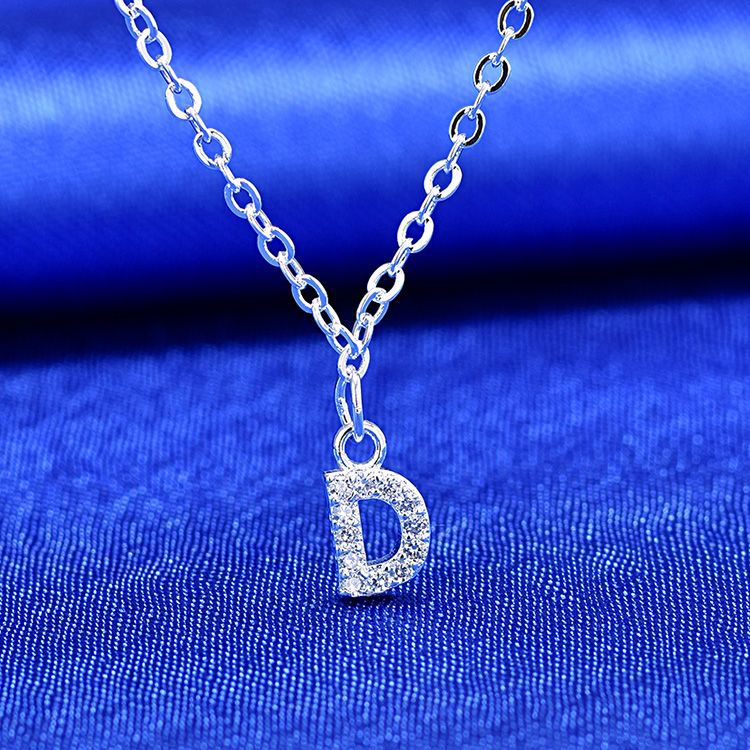 925 Rhinestone 26 Letter Necklace Minimalist Design