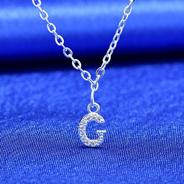 925 Rhinestone 26 Letter Necklace Minimalist Design