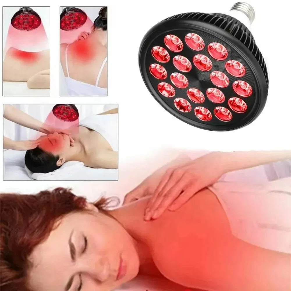 Red Light Therapy Lamp with Holder 360° Adjustable Clamp 660nm&850nm Infrared Combo Bulb for Skin Care Pain Relief and Recovery