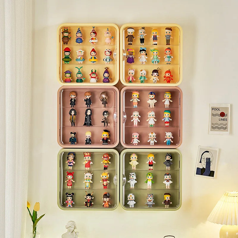 Wall Mounted Showcase Clear Acrylic Blind Box Jewelry Figures Display Case Figures Stand Dust Display Proof Doll Toy Storage Box