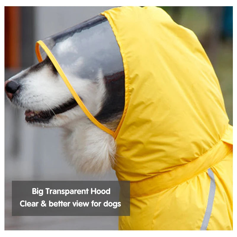 Dog Raincoat for Large Dogs Fully-Covered Hooded Waterproof Dog Rain Jacket with Removable Tail Cover Pet Clothes Husky Samoyed