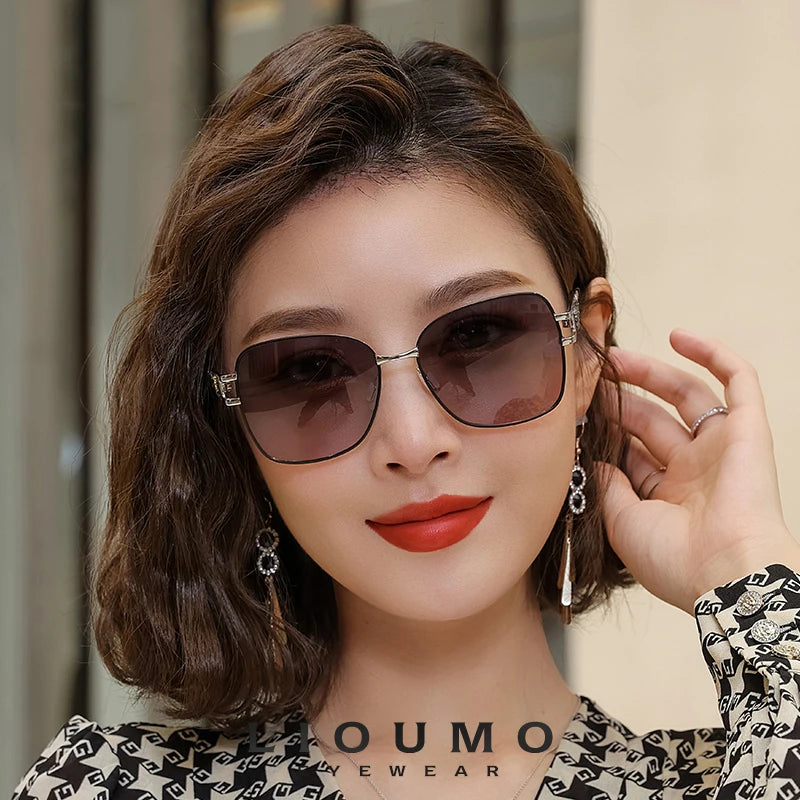 LIOUMO Elegant Polarized Sunglasses Women 2024 Brand Designer Fashion Glasses Women Diamond Eyewear Gradient Shades zonnebril