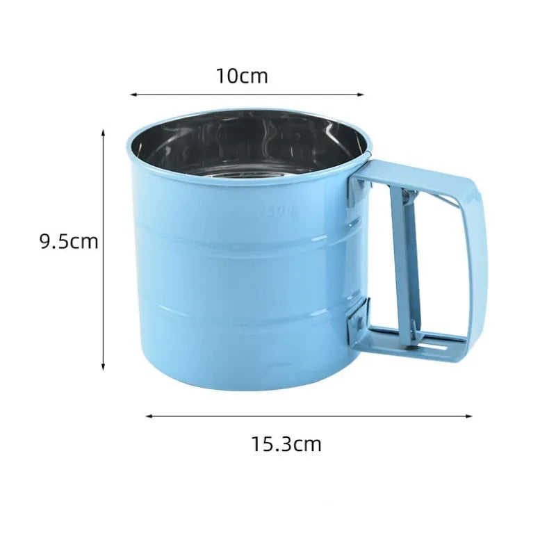 Big Size Stainless Steel Hand-held Semi-automatic Flour Sifter Cup Flour Sieve Baking Tools Baking Accessories