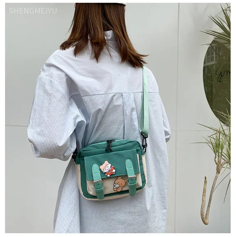 Crossbody Female 2021 New Cute Girl Canvas Student Korean Version One-shoulder Small Square Bag Multifunctional All-match Cross