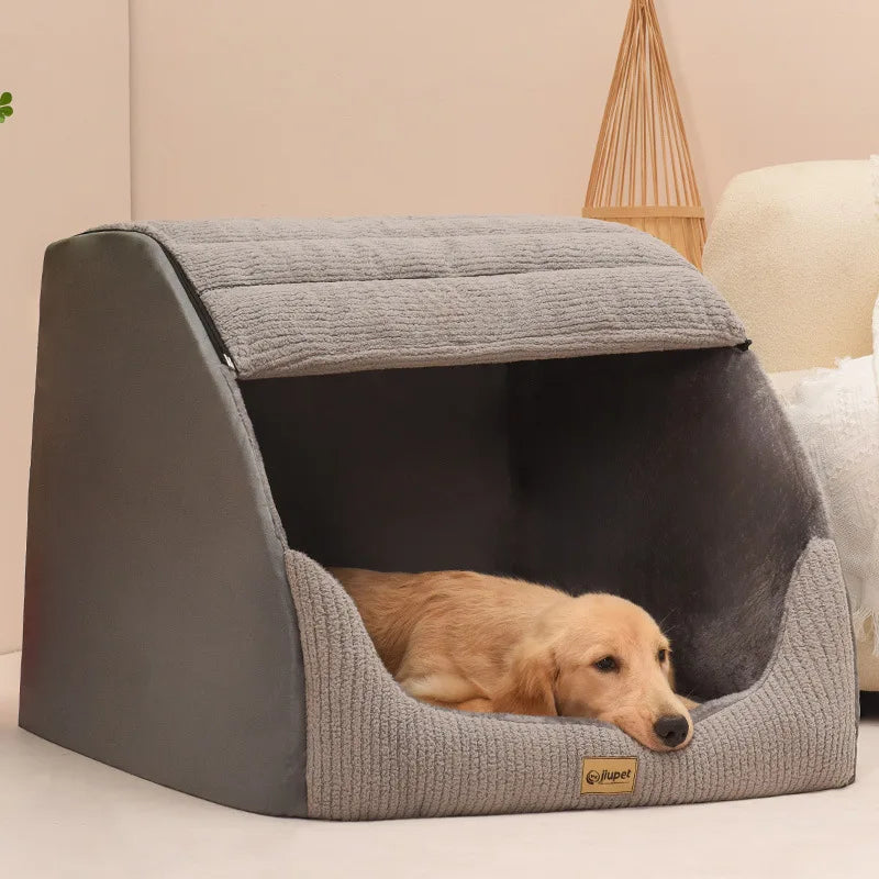 Kennel Winter Warm Medium Large Dog Golden Retriever Removable and Washable Closed Dog Kennel Bed Villa Cat Nest Pet Bed