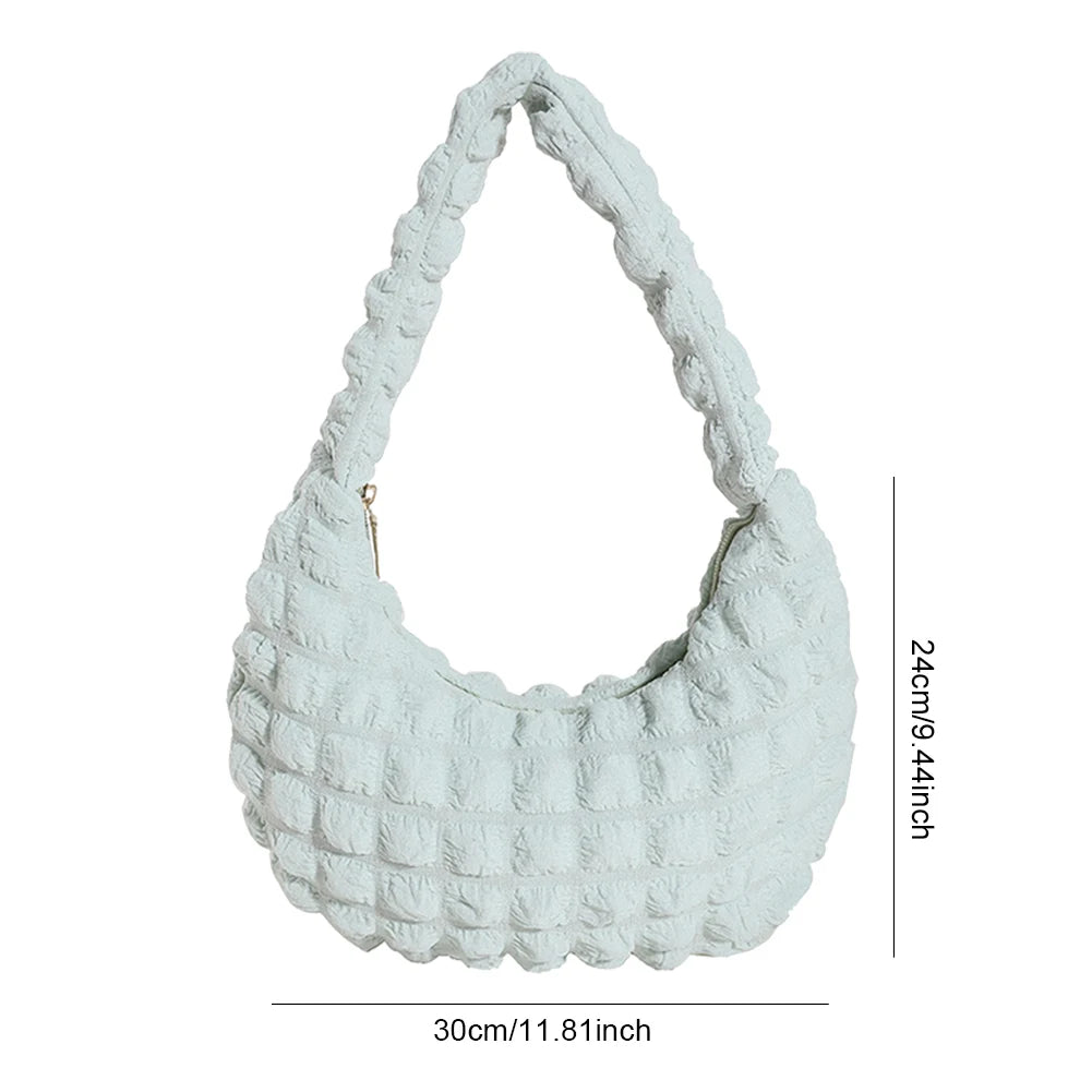 Y2k Quilted Shoulder Bag Women Pleated Bubbles Cloud Soft Tote Ruched Messenger Bag Padded Female Sling Bag Tote Shopping Bolsa