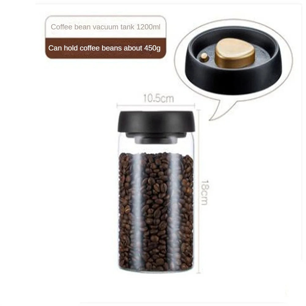 Coffee Beans Vacuum Sealed Tank Household Glass Food Storage Tank For Moisture-proof Air Extraction Transparent Tea Storage TanK