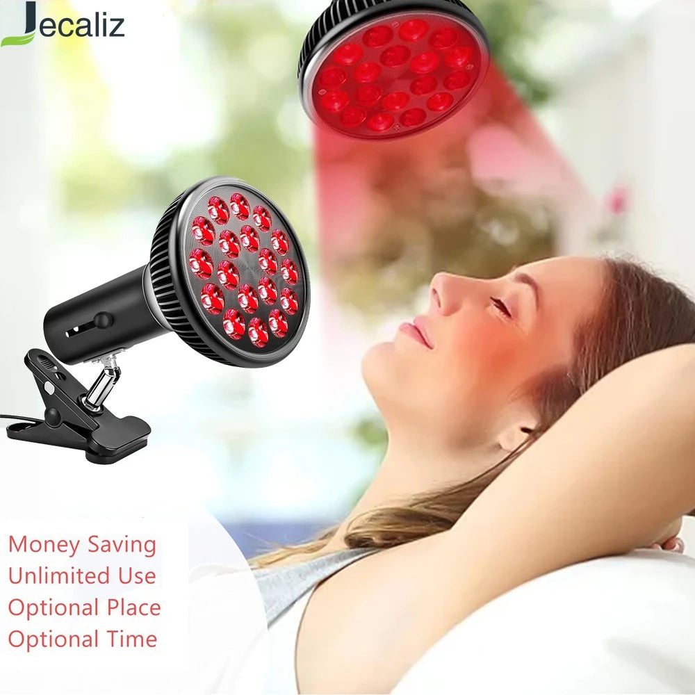 Red Light Therapy Lamp with Holder 360° Adjustable Clamp 660nm&850nm Infrared Combo Bulb for Skin Care Pain Relief and Recovery