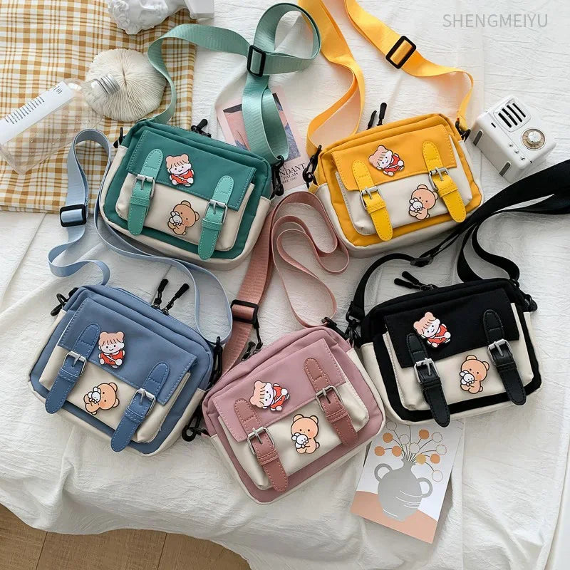 Crossbody Female 2021 New Cute Girl Canvas Student Korean Version One-shoulder Small Square Bag Multifunctional All-match Cross