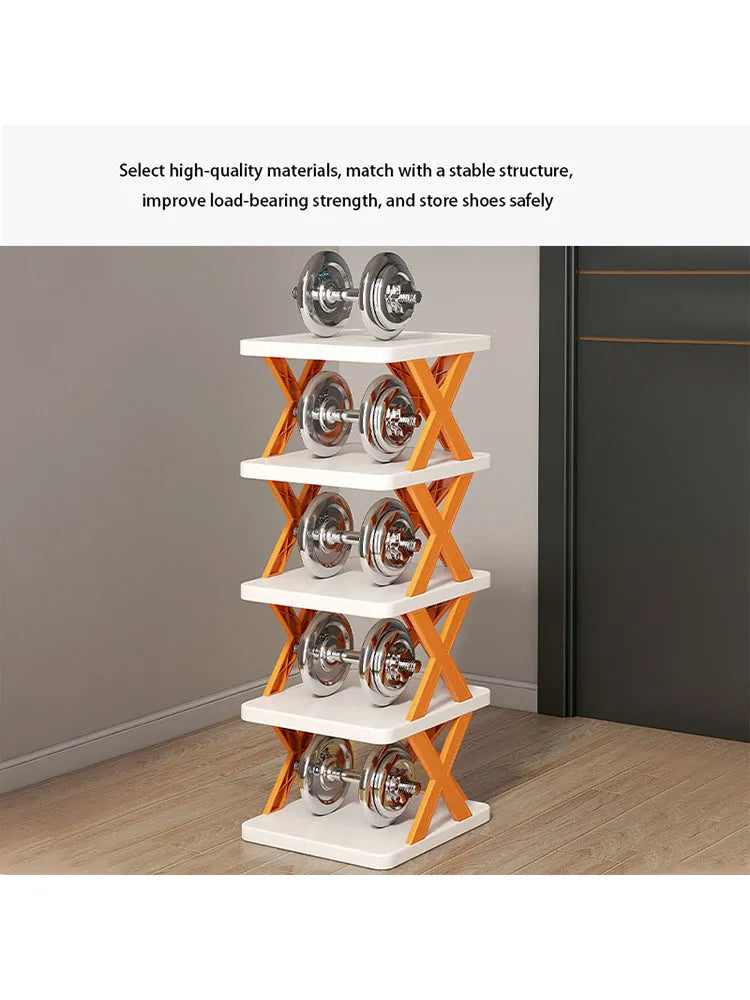 2-9 Layer Stackable Shoe Rack Multi-layer Foldable Shoes Storage Shelf Household Space Saving Easy-assembled Shoe Organizer