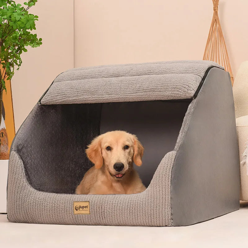 Kennel Winter Warm Medium Large Dog Golden Retriever Removable and Washable Closed Dog Kennel Bed Villa Cat Nest Pet Bed