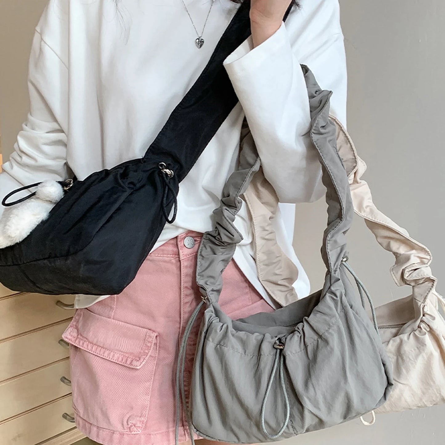 Simple Fashion Fold Shoulder Bag Vintage Casual Designer Underarm Crossbody Bag Women 2024 New Luxury Handbags High Quality