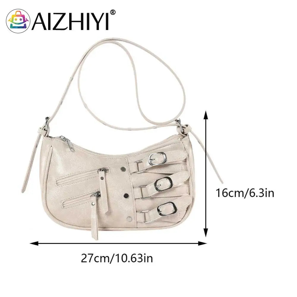 Women Stylish Armpit Bag Large Capacity Y2K Half Moon Bag Retro Crossbody Bag Solid Color PU Trendy Messenger Bag Chic Hobo Bag