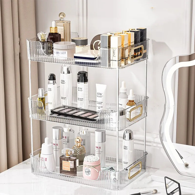 Bathroom Organizer Shelf Acrylic Makeup Storage Rack Large Capacity Skincare Cosmetic Liptick Home Kitchen Desktop Holder