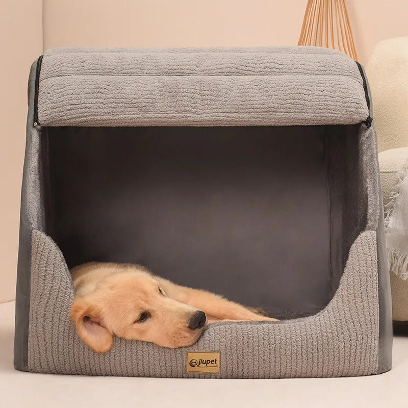 Kennel Winter Warm Medium Large Dog Golden Retriever Removable and Washable Closed Dog Kennel Bed Villa Cat Nest Pet Bed