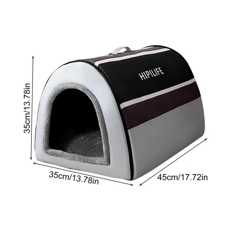 Soft Cozy Dog House With Fluffy Mat 45x35x35cm Detachable Non-Slip Pet Warm House Nest Winter Supplies For Cats Kitten Puppy