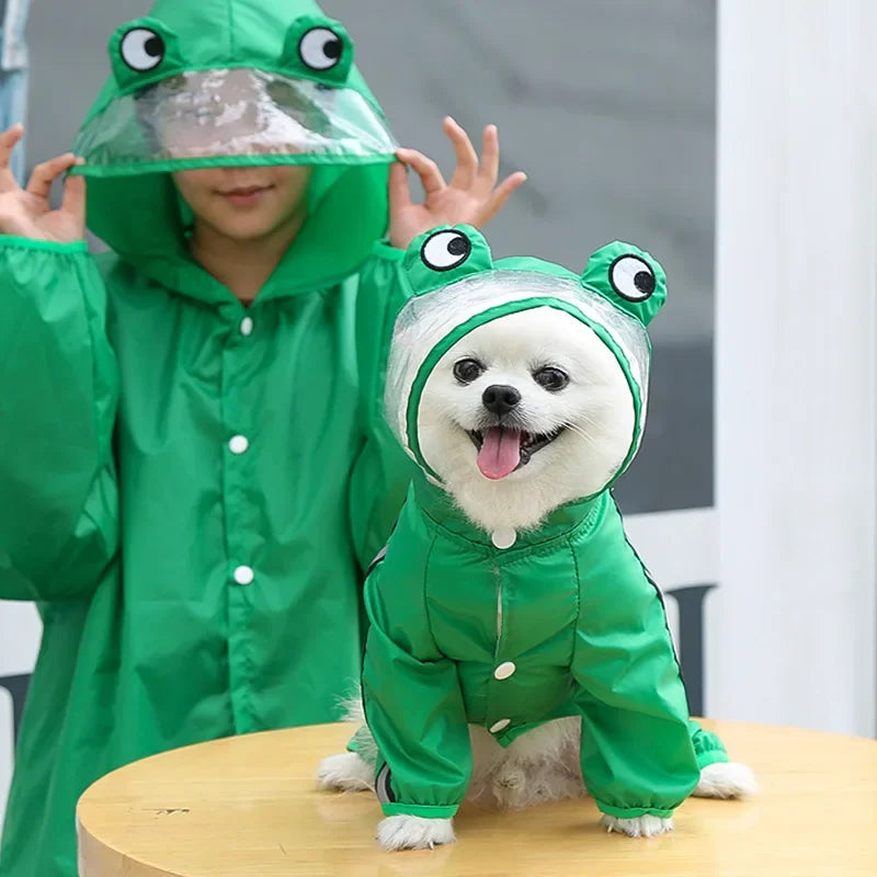 Pet Dog Raincoat Fashion Dinosaur Frog Style Jumpsuit Waterproof Dog Jacket Puppy Water Resistant Clothes for Dogs Pet Coat