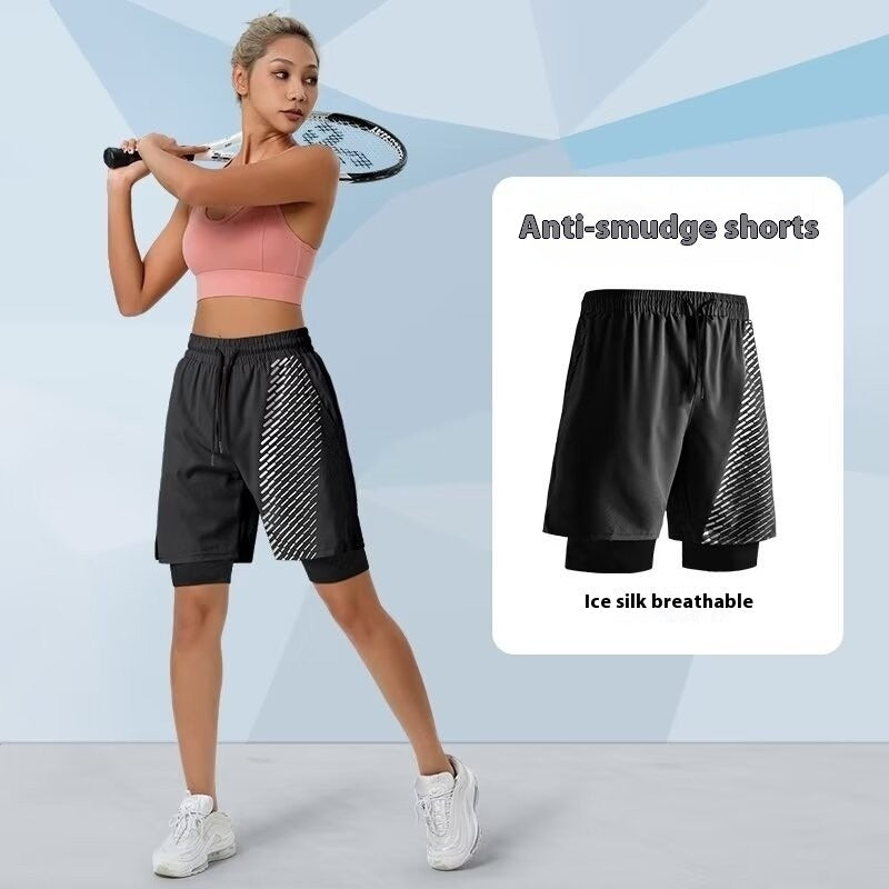 Lightweight Fake Two-piece Ice Silk Quick-drying Sports Shorts