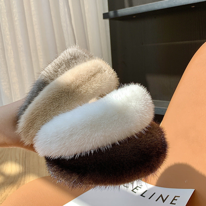 Hair Band Plush Mink Hair Band Candy Color