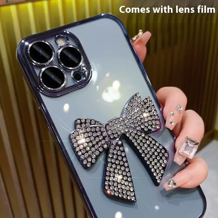 Electroplating Comes With Lens Protector Diamond Bow Phone Case