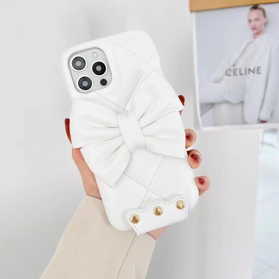 Fashion Butterfly Leather Crossbody Pearl Phone Case