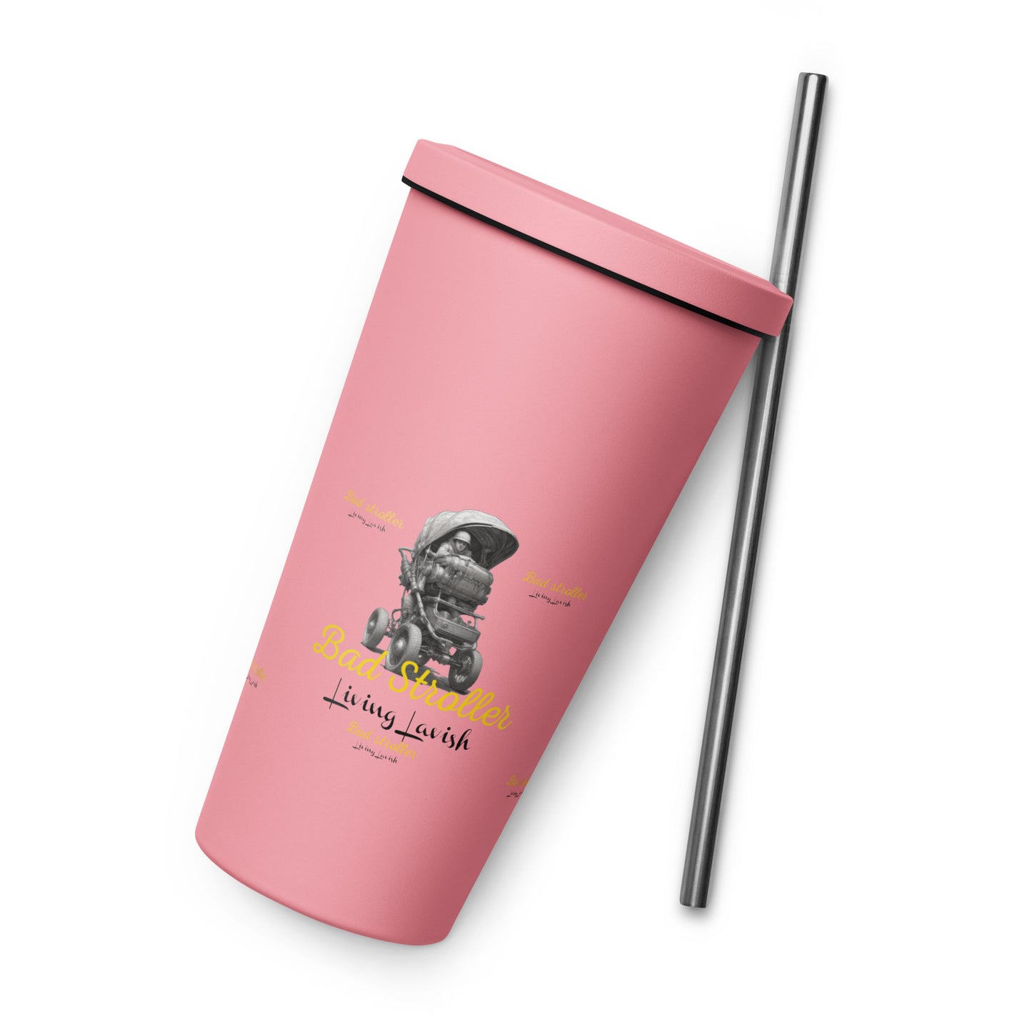 Bad stroller Insulated tumbler with a straw